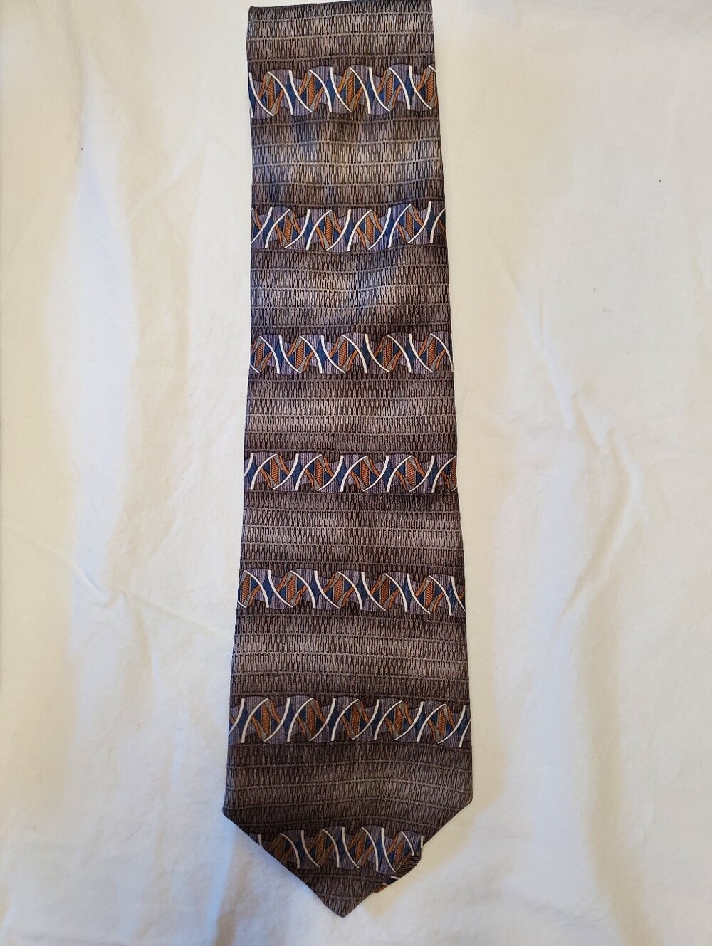 Resilio Silk Tie DNA Double Helix Science Novelty Gray Brown Blue Mens Necktie